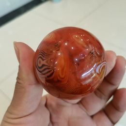 Decorative Figurines Natural Silk Agate Ball Original Stone Polished Rock Mineral Reiki Treatment Home Decoration Gifts Collection
