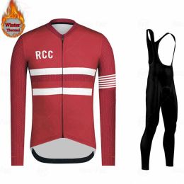 Raphaing-Rcc Team Thermal Fleece Cycling Clothes for Men, Jersey Suit, Warm Set, Bib Pants, Bike Riding, MTB Clothing, Winter