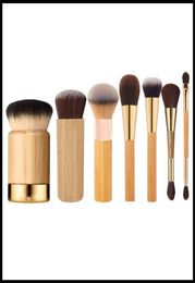 The Brushes Bamboo Foundation Frame Work Double-Ended Eye Brow Swirl Power Contour Bronzer- Dense Soft Synthetic Hair Finishing Beauty Cosmetics Brush Tool6944554