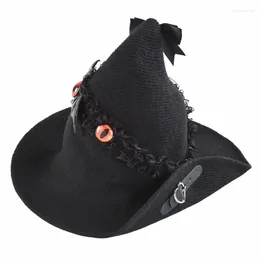 Berets Wool Witch Hat For Women Halloween Cosplays Wizard Dropship