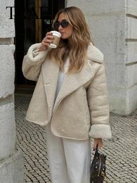 Women's Jackets Winter Women Elegant Turn-Down Long Sleeve Warm Jacket Coat Woman Vintage Casual Buttons Pocket Loose Thick Outwear