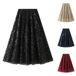 Skirts Women's Tulle Skirt Ruffle Multilayer Mesh A Line Tier Tutu Prom Wedding Long Work Trendy Leather