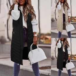 Women's Vests 2024 Autumn And Winter Quilted Vest Mid Length Solid Sleeveless Jacket Plus Size Outwears Coat For Women Ropa De Mujer