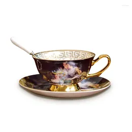 Cups Saucers European Retro Court Figure Oil Painting Bone China Coffee Cup And British Afternoon Tea Espresso Party Drinkware