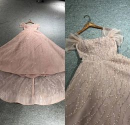 Party Dresses Real Pictures Pink Colour Heavy Hand Work Beads A-line Floor Length Prom Women Dress Dance Bridal Evening