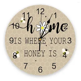 Wall Clocks Beehive Background Flower Daisy Bee Clock Modern Design Living Room Decoration Mute Watch Home Interior Decor