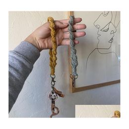 Keychains Lanyards Boho Bag Accessories Rame Wristlet Wrist Lanyard Strap Keyring Bracelet Assorted Colour Rames Braided Key Drop Deliv Otl1T