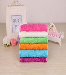 Whole high efficient ANTIGREASY color dish clothbamboo fiber washing dish towelmagic Kitchen cleaning clothwipping rags TY7887981