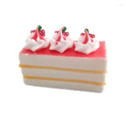 Decorative Flowers 1pc/lot High Simulation Fruit Cake Model Rectangular Cut Color Mousse Fake Food Shop Dessert Decoration Sample