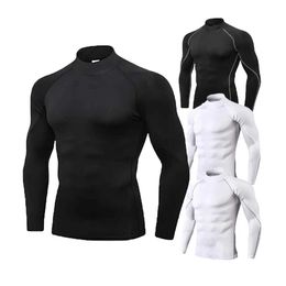 Men's T-Shirts Mens Turtleneck Quick drying Long sleeved Compression Long sleeved Sports Tight T-shirt Running Casual Spring/Summer S2452406 S2452408