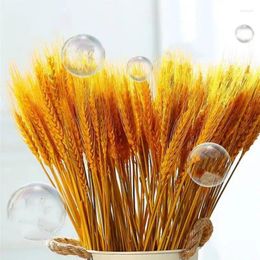 Decorative Flowers 50 Pcs Real Wheat Ear Natural Dried Wedding Gift For Guest Mothers Day Bridal Bouquet Artificial Like Li