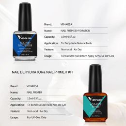 VENALISA Bonder Nail Prep Dehydrator and ACID-FREE Primer Acrylic UV Gel Base Coat Primer Air Dry Nail Art Primer 2 PCS/Set