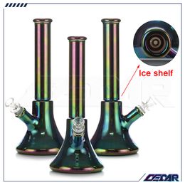 12 Inch Black electroplating Smoking set Glass Water Pipe Beaker Pipe Glass bong Hookah Pipes with Lower tube + 14mm bowl