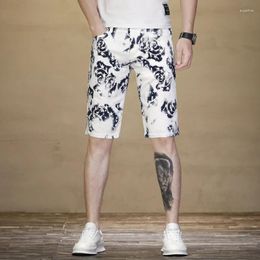 Men's Jeans Summer Thin Denim Shorts Men White Digital XINGX Printed Stretch Slim Straight Personal Leisure Cropped Pants