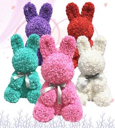 Bunny Simulation Rose rabbit Animal Shape Rose Valentines Day Flower Artificial Decoration Birthday Wedding Decoration Gift T200909778211