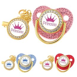 Crown Pacifier Clip Chain Set Shower Gift Silicone Newborn Dummy Bpa Free Toddler Teether Zircon Baby Soother Nipple L2405