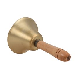 Brass Hand Bell Loud Call Bell Handbell Desk Ringbell with Wooden Handle Exquisite Workmanship Durable Lightweight