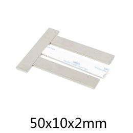 2/5/10/20/50PCS 50x10x2mm Thin Block Strong Rare Earth Magnet With 3M Tape 50*10*2 Rectangular Neodymium Magnets Sheet 50x10x2