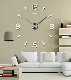 Large Wall Clock Quartz 3D DIY Big Decorative Kitchen Clocks Acrylic Mirror Stickers Oversize Wall Clock Home Letter Home Decor8263743