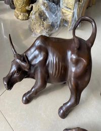 Arts and Crafts Big Wall Street Bronze Fierce Bull OX Statue 13 cm 512 inches9272122