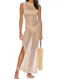 Sexy Hollow Out Backless Crochet Knitted Tunic Beach Cover Up Cover-ups Dress Wear Beachwear Female Women K4509