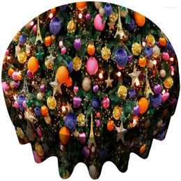 Table Cloth Beautiful Christmas Tree Beaded Colourful Xmas Balls Pine Cone Snowflakes Bright Round Tablecloth By Ho Me Lili For Tabletop Deco