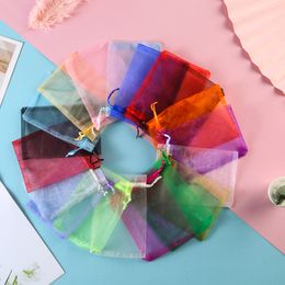 10Pcs Organza Jewellery Packaging Gift bag Wedding Party Goodie Packing Favours Pouches Drawable Bags Present Sweets Pouches