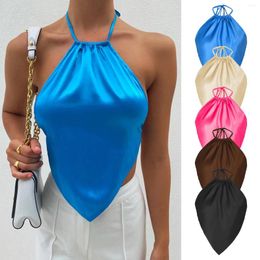 Women's Tanks Fashion Solid Colour Tank Top Open Back Navel Wrap Breast Vest Sleeveless Elegant Sexy Vests