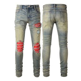 2028New Designer Jeans Men's Jeans Hip-Hop Zipper letra lavável Jeans Retro moda masculina Motocicleta de ciclismo Slim Jeans Tamanho 28-40.