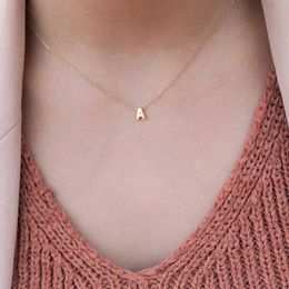 Pendant Necklaces SUMENG Fashion Tiny Initial Necklace Gold Silver Cut Letter Single Name Necklace Womens Pendant Jewellery Gifts S2452206