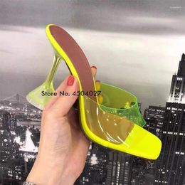 Slippers Transparent PVC Crystal Clear Heeled Women Fashion High Heels Female Peep Toe Summer Sandals Shoes