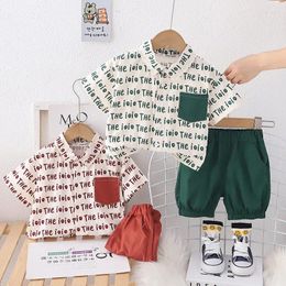 Clothing Sets Children Cotton Summer Clothes Kids Boy Cartoon Printe Letters Shirts Shorts 2Pcs/Set Infant Fashion Toddler Tracksuits