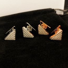 Luxury 18k gold triangle brand designer earrings for women vintage diamond crystal aretes oorbellen brincos Chinese earring earings ear rings jewelry gift