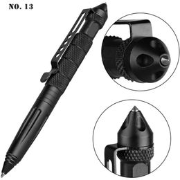 Ballpoint Design Tactical Pen Multi-function Aluminum Alloy Glass Knife, EDC Outdoor Survival Tool Black/Sier L2405