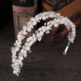 Pearl double row hair hoop white hand made pearl drill headwear hair band bridal crown 235C