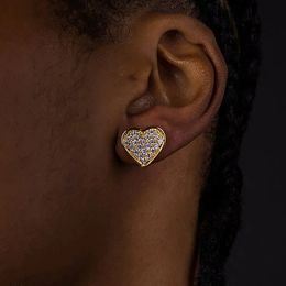 Hip Hop Rapper Ice Studded Earring for Men Gold Color Iced Out CZ Hip Hop Piercing Ear Accessories for Women Personality Jewelry