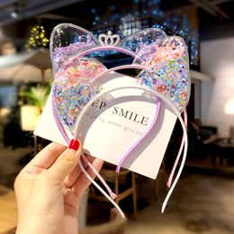 Girls Cute Shining Sequin Cat Ears Hairbands Sweet Ornament Headband Princess Gift Headwear Kids Fashion Hair Accessories L2405