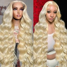 Synthetic Wigs Brazilian body wave transparent 613 high-definition lace front human hair wig honey blonde girl pre pulled 13x6 cheap Wigs sales cleaning Q240523