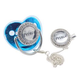Blue Pacifiers Newborn Bling Pacifier Clips BPA Free Silicone Nipple Letter Dummy Soother Feeding Holder Baby Shower L2405