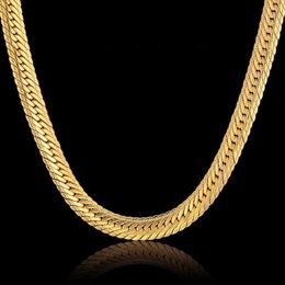 Hiphop Golden Chain For Men Hip Hop Chain Necklace 5MM7MM 14K Gold Curb Long Chain Necklaces Mens Jewelry Colar Collier