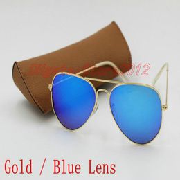 Hot sell Brand New Designer Fashion Colour Mirror Men Women Polit Sunglasses UV400 Vintage Sport Sunglasses Gold Blue 58MM 62MM Lens 280V