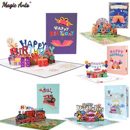 Gift Cards Greeting Cards Girls birthday card child wife husband 3D birthday cake pop-up greeting card postcard gift with envelope WX5.22544165