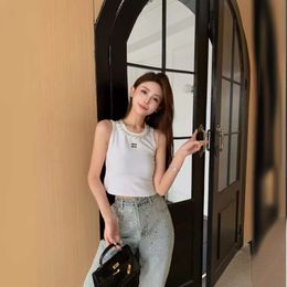 Two Piece Dress Mm24 Heavy Industry Water Diamond Embroidery Letter Simplicity Casual Versatile Short Tank Top