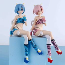 Action Toy Figures New Anime Figure pajamas Leopard Bikini Sitting posture Girl PVC Action Collection Model T240521