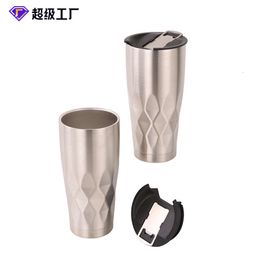 Straight double-layer ice proof beer cup with bottle opener 304 stainless steel 22oz shaped car cup ice cream cup