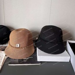 2024 Womens Designer M Letter Straw Hat Cap Top Sun Hat Fashion Knitted Hat Cap For Men Woman Wide Brim Hats Summer Bucket Hats