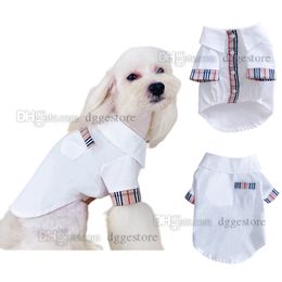 Designer Dog Shirts Brand Dog Apparel Classic Plaid Pattern Clothes Cotton Pet Shirt Breathable Soft Summer T Shirts for Small Dogs poodle schnauzer Bichon Frise 111