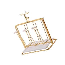 Kitchen Storage Stylish Mug Drying Rack Holder Display Stand Golden For Cup Decoration