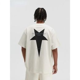 Summer Fashion Heavyweight Retro Mens Pentagram Cotton Printed Round Neck High-quality Casual Fitness Street Sports T-shirt 240513