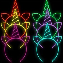 Fluorescent Hair Hoop Plastic Headband Glow In The Dark Party Supplies Photo Booth For Kids Adults Birthday Wedding Decoration Cat ear Safh